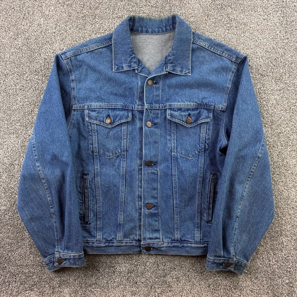 Vintage‎ Bristol Blues Denim Jacket Mens L Blue Cotton Trucker Button Up Coat